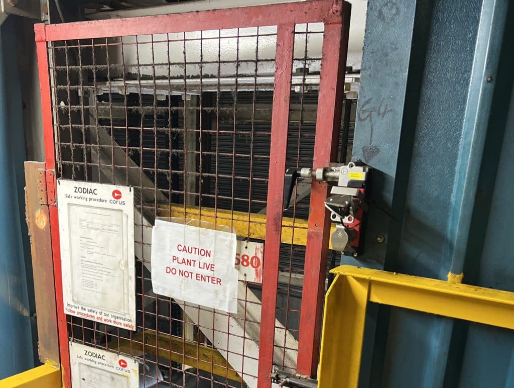 amGardpro interlock installed on-site at Tata Steel facility.