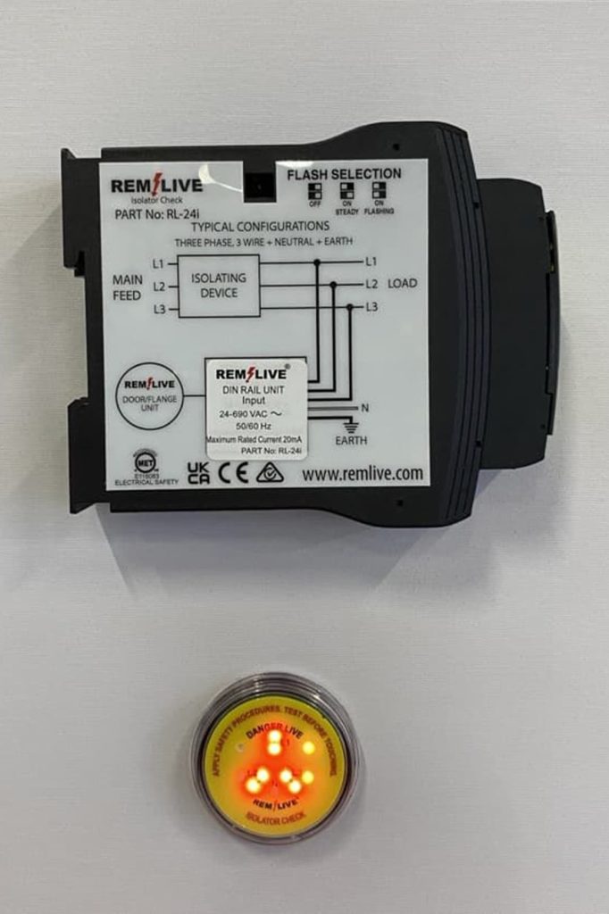 Remlive isolator check demo mounted on wall at trade show.