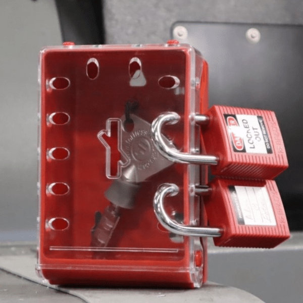 mGard key used in lockout/tagout procedure for equipment isolation