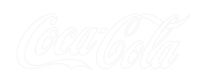 White Coca-Cola logo in cursive script on transparent background