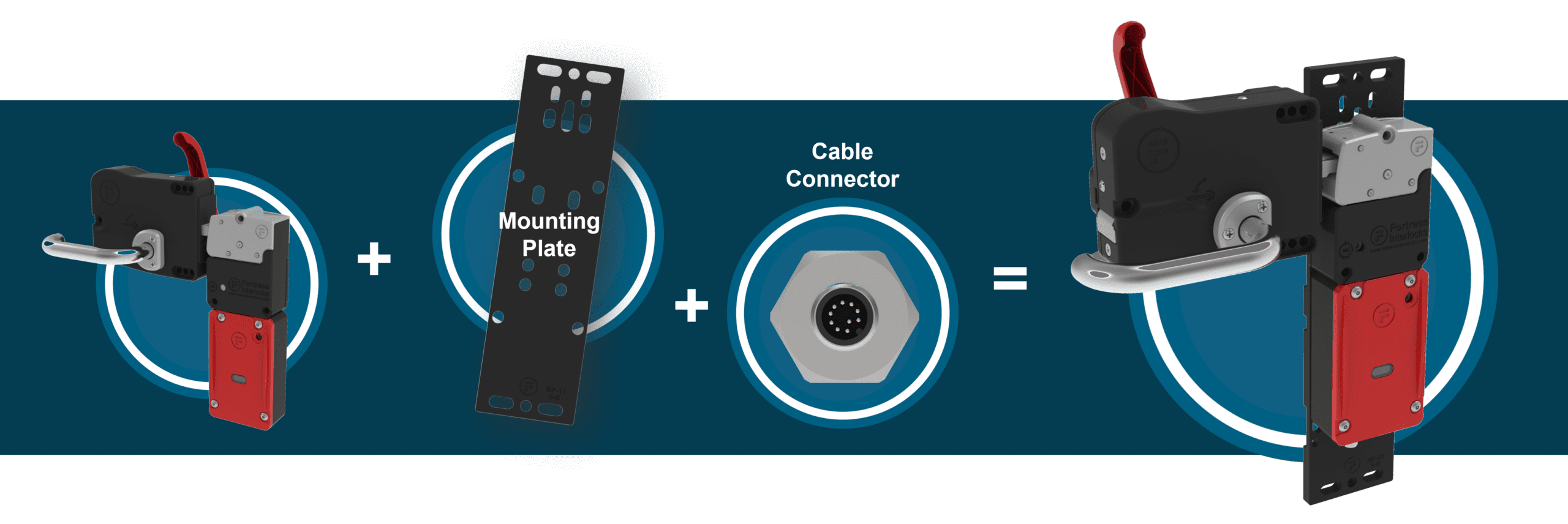 interlock accessories for easy installation - mounting plate and quick disconnect