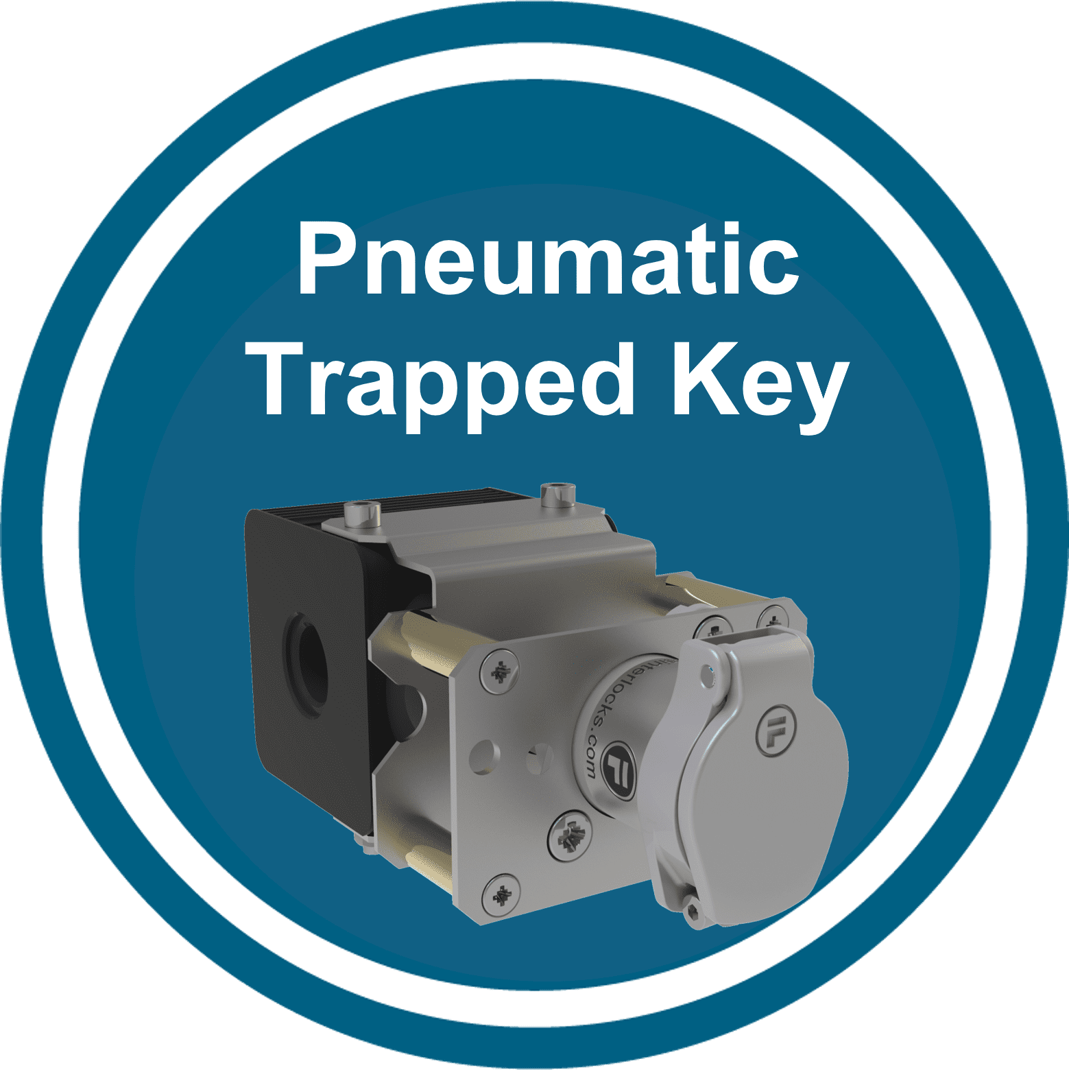 Pneumatic Trapped Key in a blue circle