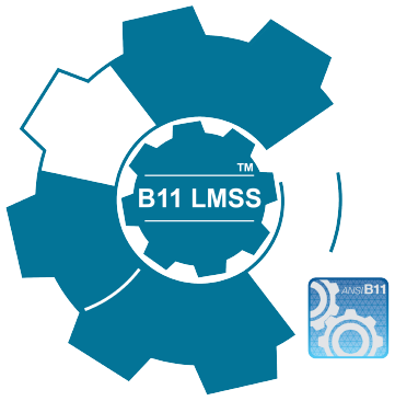 Blå logotyp i helfärg för B11 LMSS-utbildningsprogrammet från Fortress
